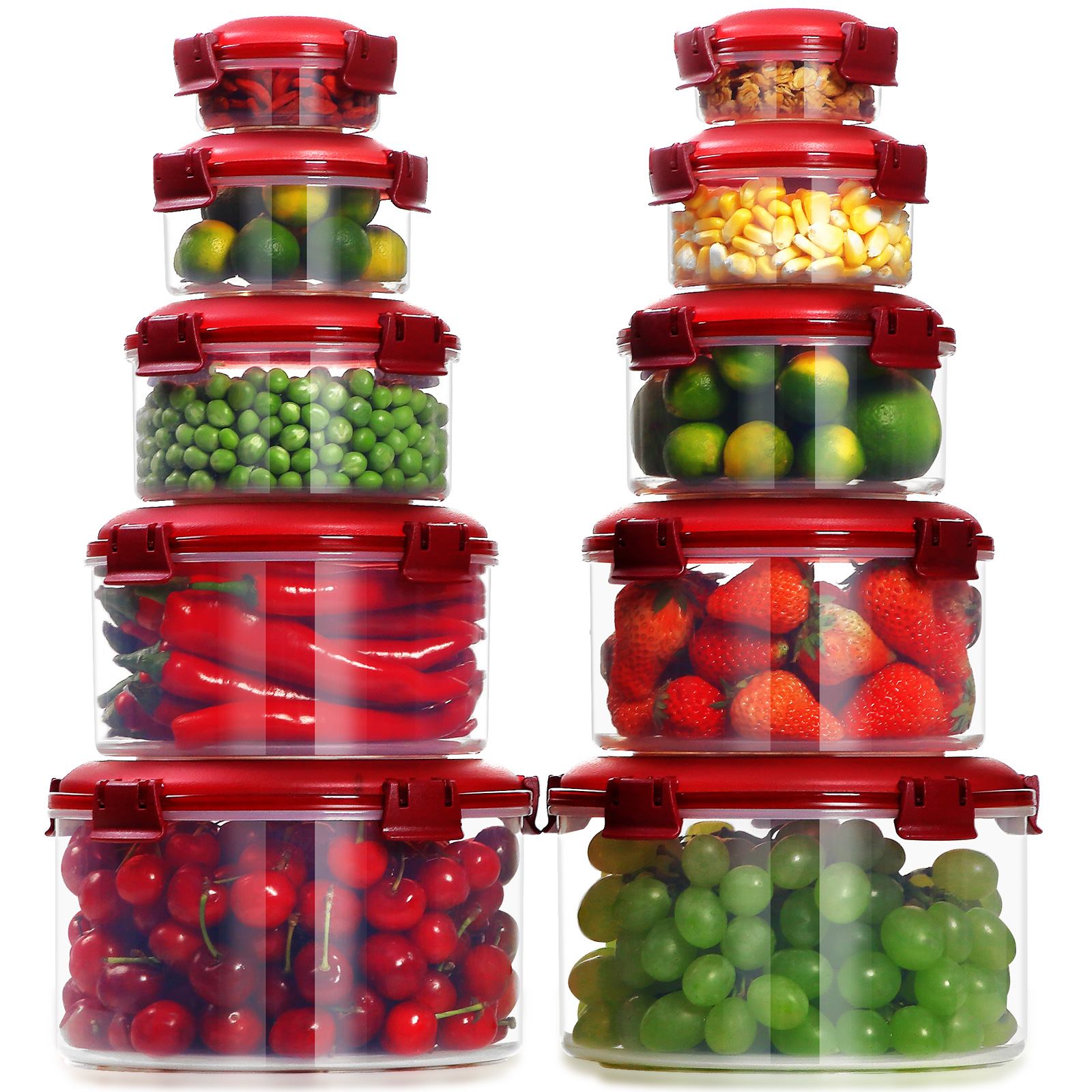 10 pieces Set of Round Food Containers Set