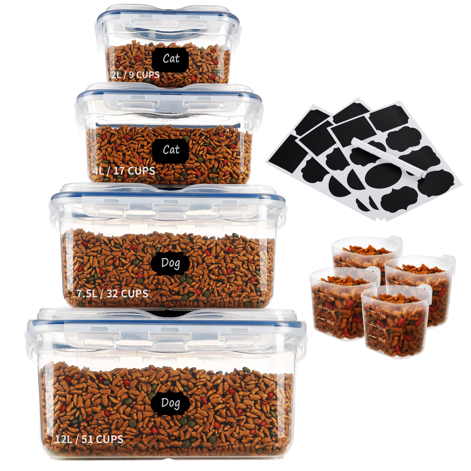 4 Pieces Set of Pet Food Storage Containers